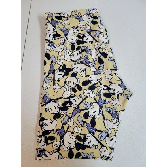 LuLaRoe Disney TC light Yellow Leggings w/ vintage Mickey Mouse unicorn - Picture 1 of 9
